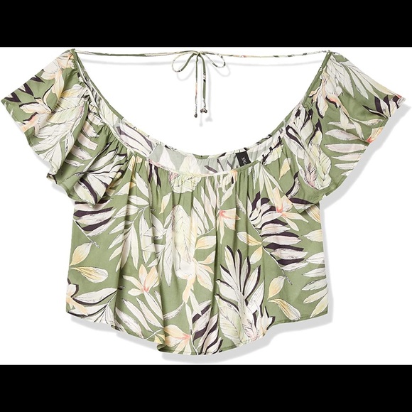 MINKPINK Shady Fronds Green Leaf Print Top XS - Picture 6 of 6